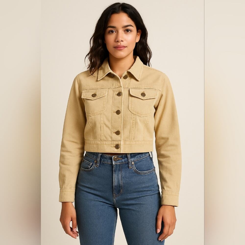 Old Navy Corduroy Crop Khaki Jacket sz S